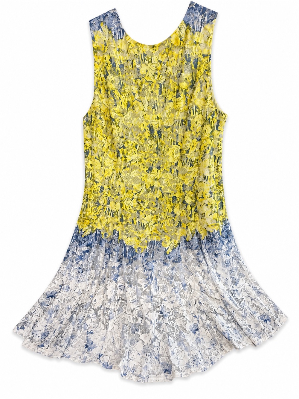 Lane Bryant Floral Lace Sleeveless Fit & Flare Dress Blue, Yellow, White Size 20 - Picture 2 of 7